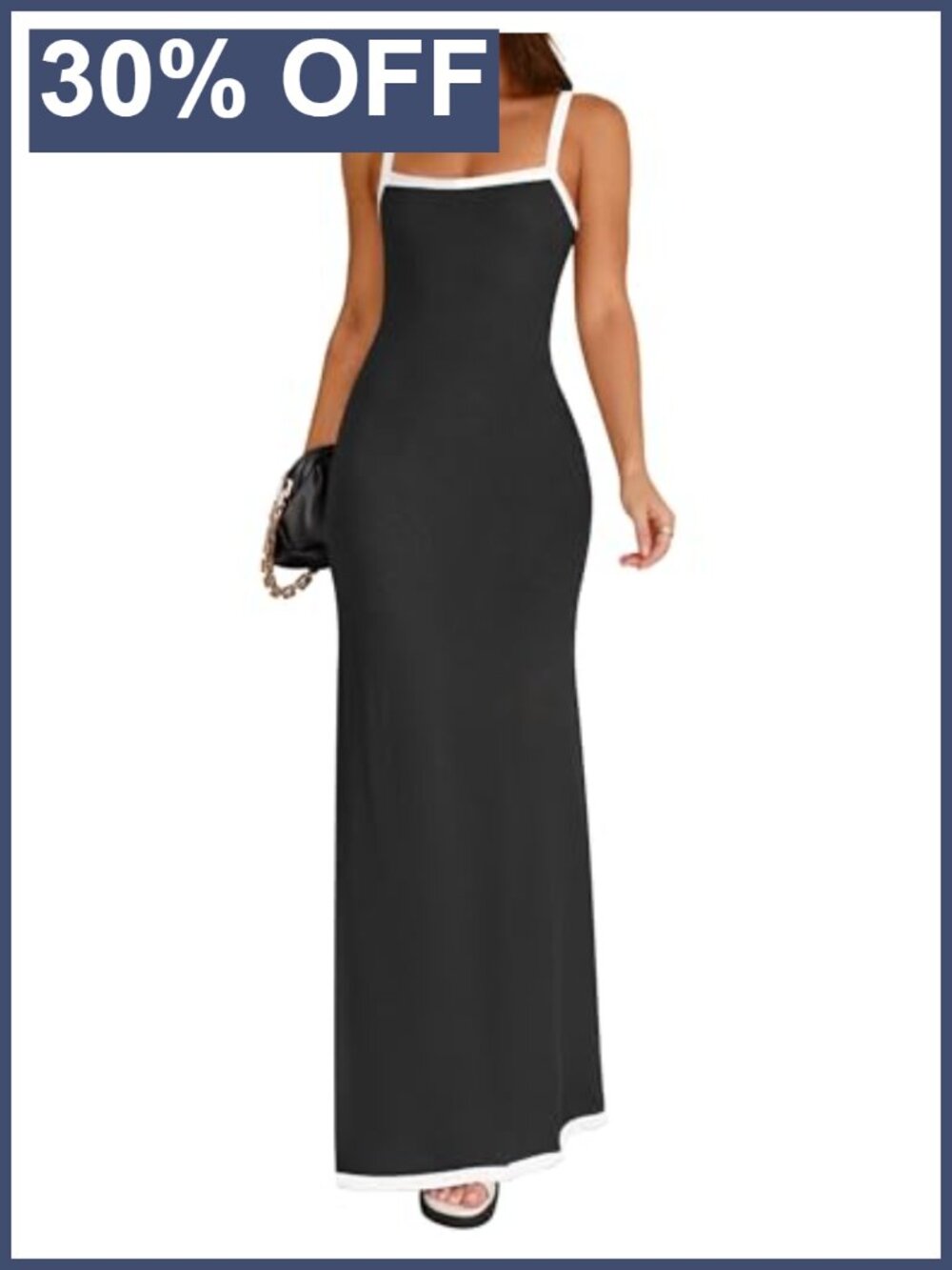 Spaghetti Strap Square Neck Backless Bodycon Maxi Dress Sleeveless